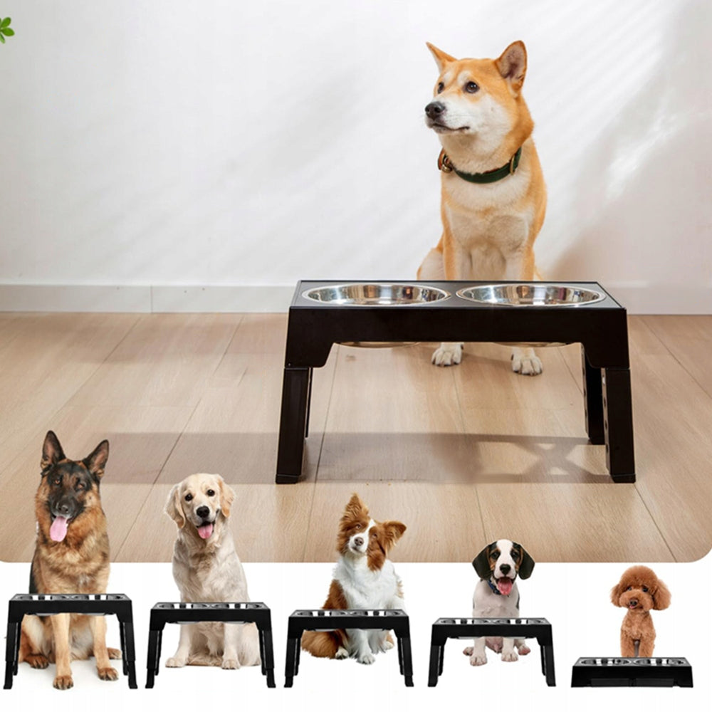 DOG AND CAT STAND BOWL WITH FOOD SLOWING BOWL ADJUSTABLE Kind three feeding bowls set