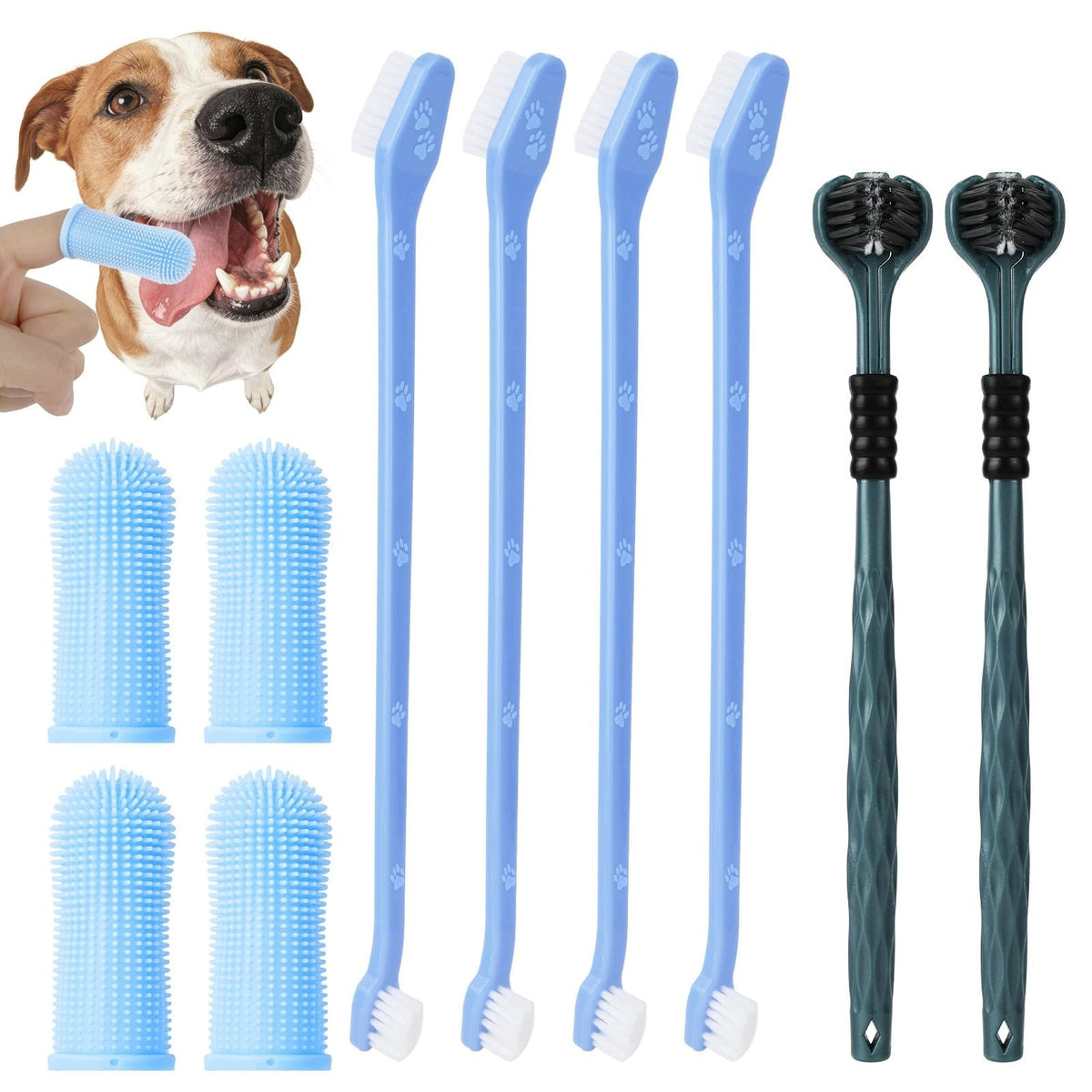 DOG AND CAT TOOTHBRUSHES SET OF 10 DOUBLE TRIPLE