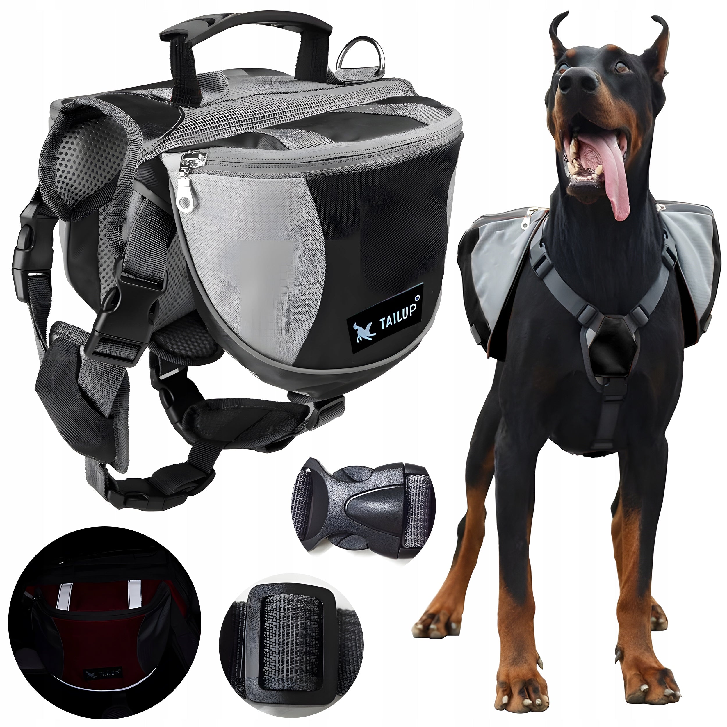 DOG BACKPACK Trekking Bag Harness with Adjustable Treats Juki 28-40KG