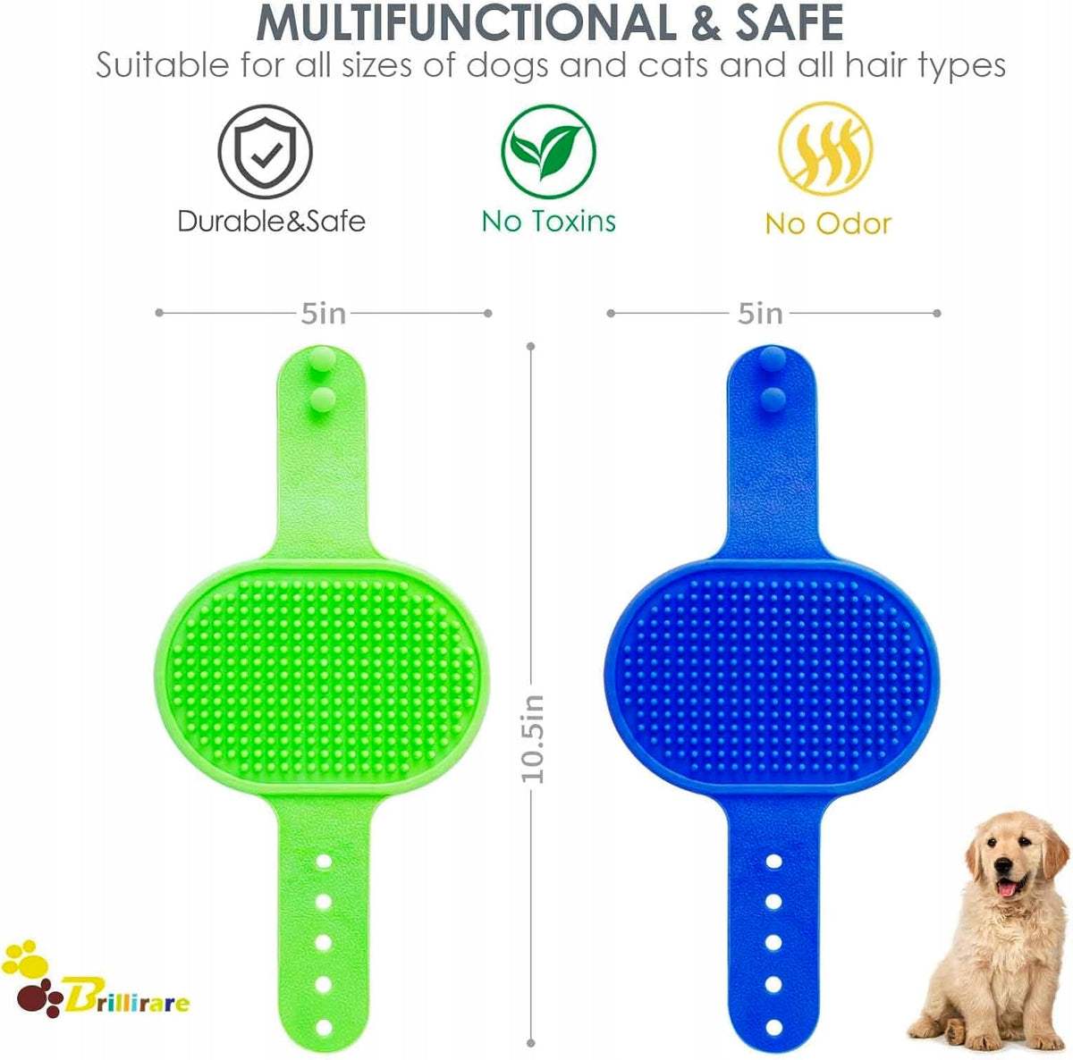 DOG BATH SILICONE BRUSH SET WITH ADJUSTABLE HANDLE Brand Premium