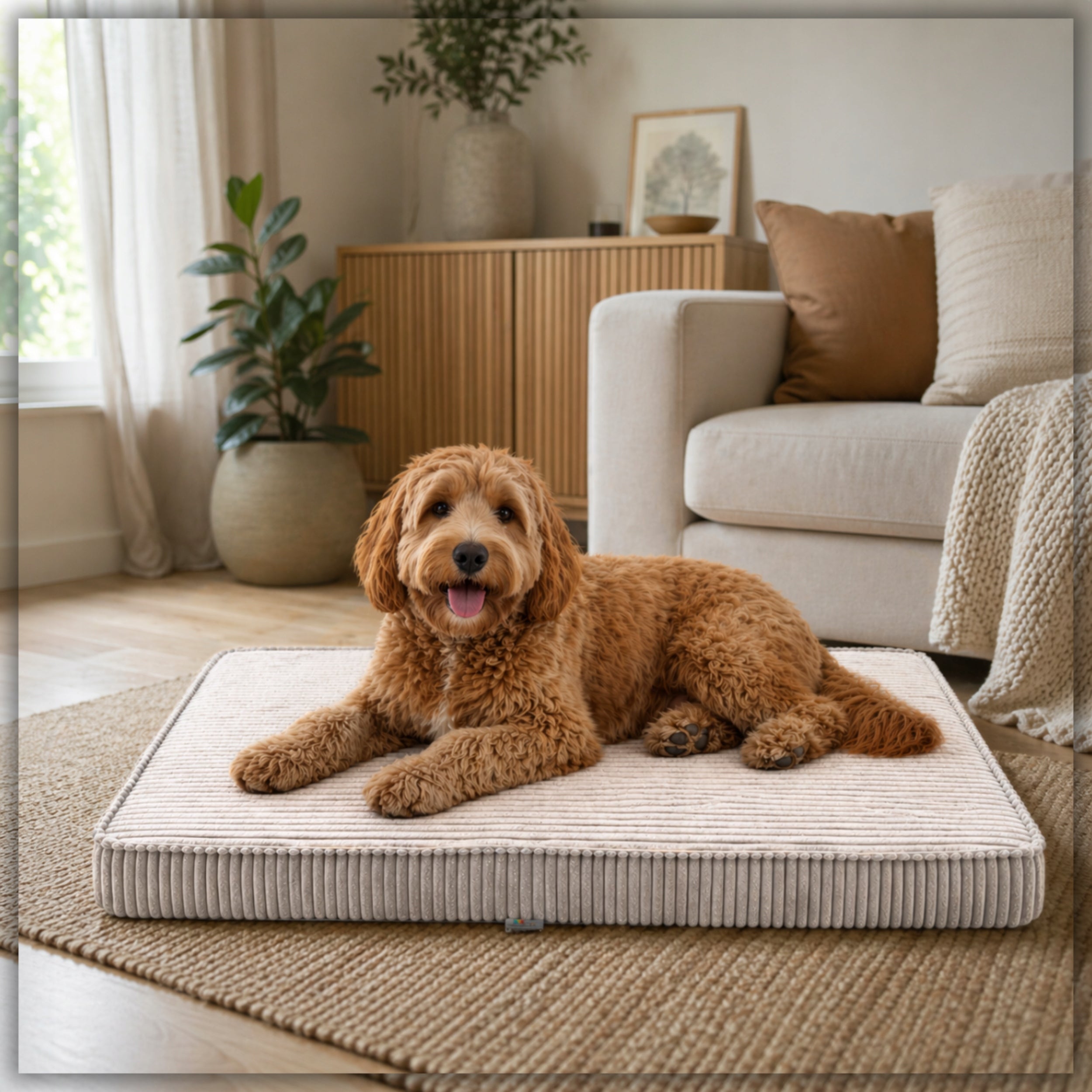 DOG BED BEDDING PLAYPEN MATTRESS MAT BEIGE CORDUROY 90X60X8 CM Model SZTRUKS