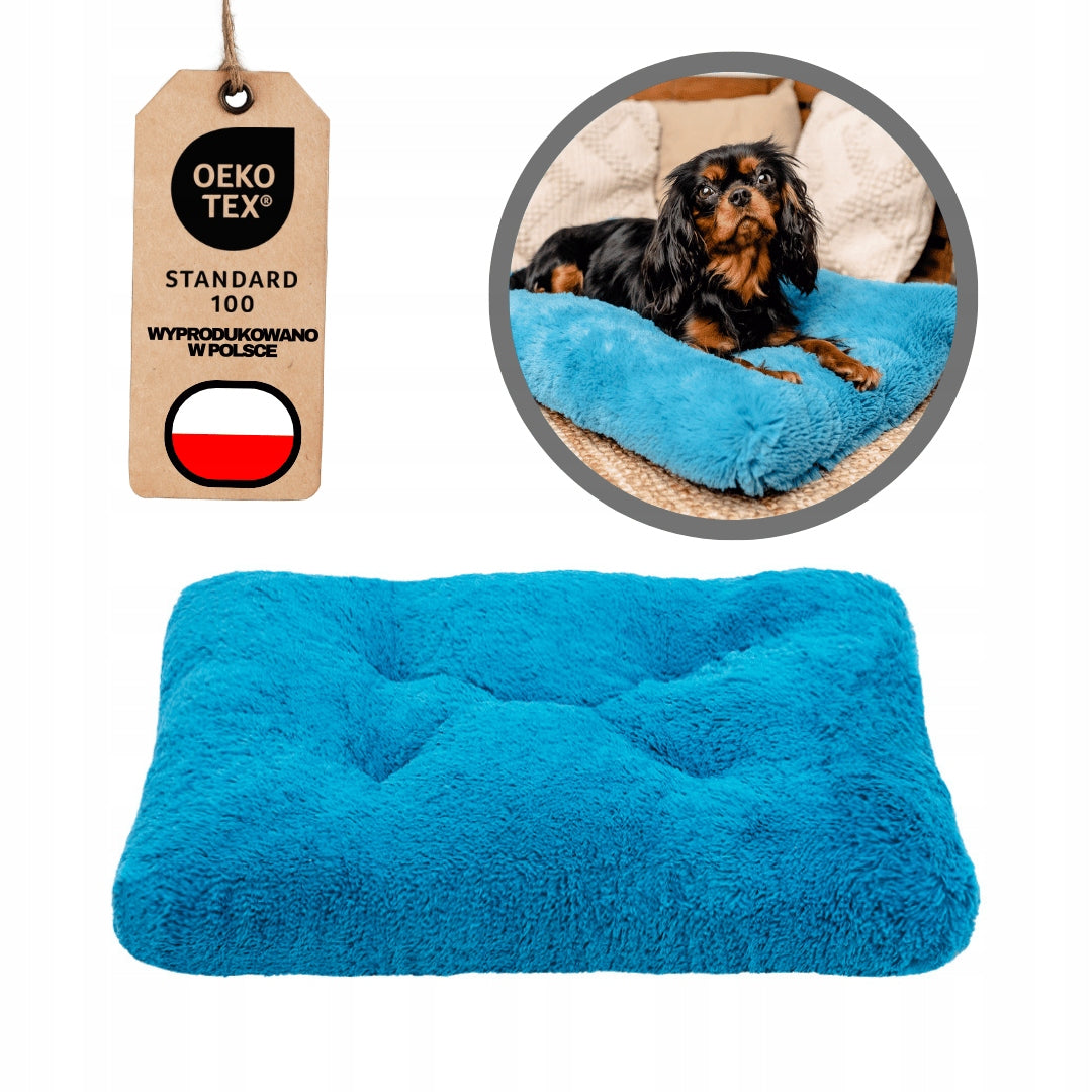 DOG BED HAIRY PILLOW SHAGGY TURQUOISE FOR SMALL DOGS