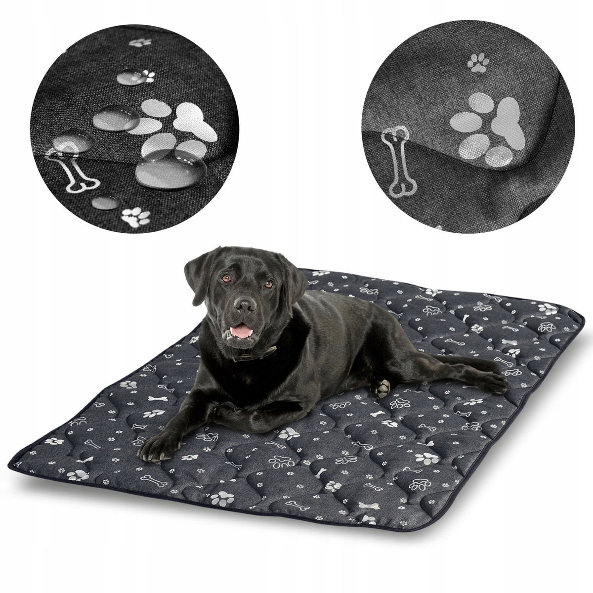 DOG BED MAT 100x70 cm WATERPROOF GRAPHITE LARGE XL