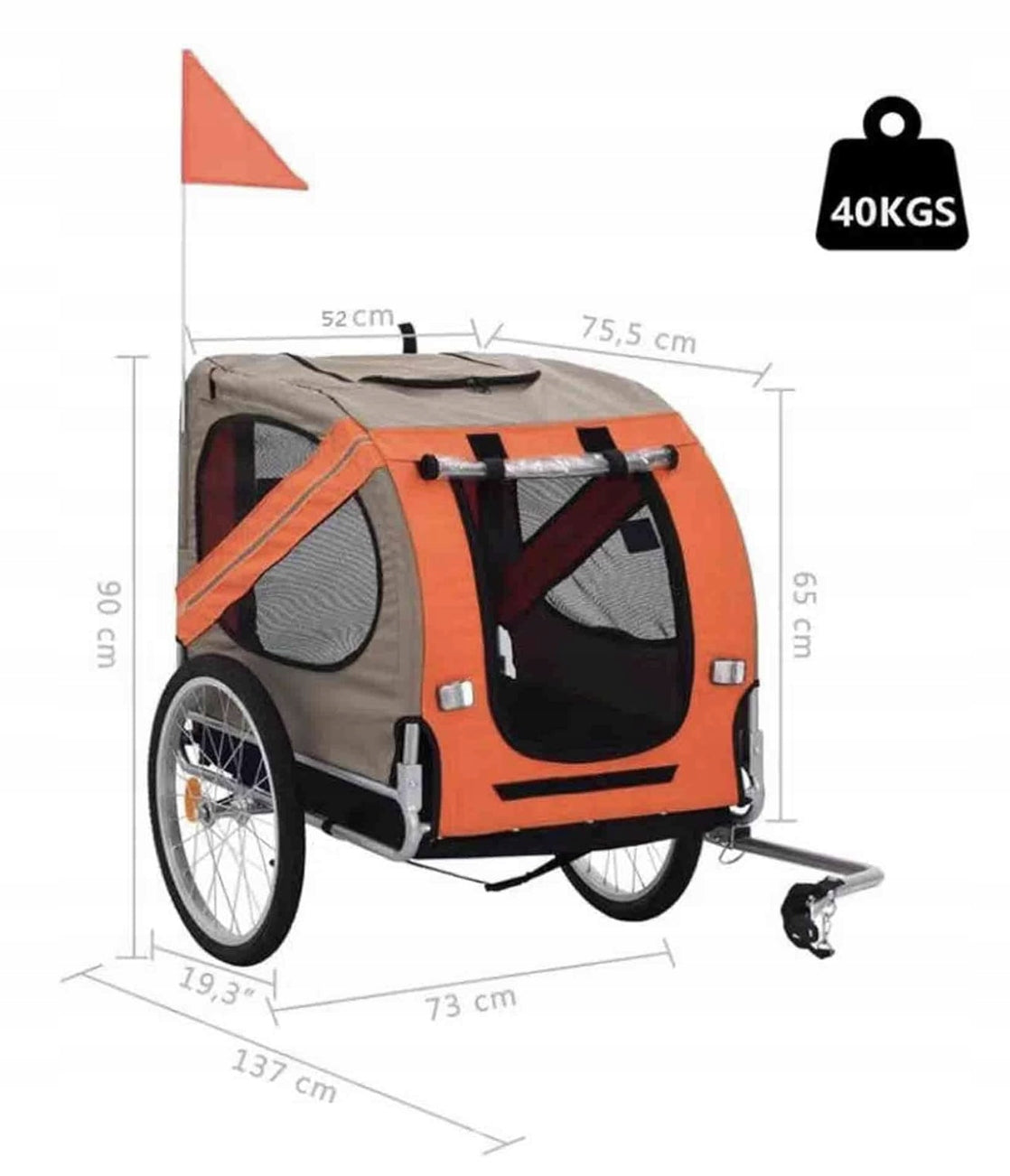 DOG BIKE TRAILER SOLID TRANSPORTER 40kg Brand All4Baby