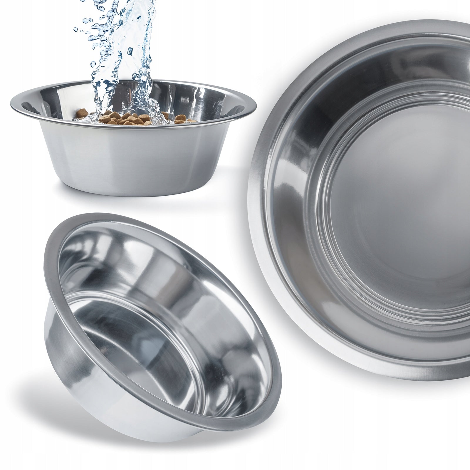 DOG BOWL 2,8l METAL BOWL SILVER STAINLESS STEEL FOR WATER FOOD Material metal