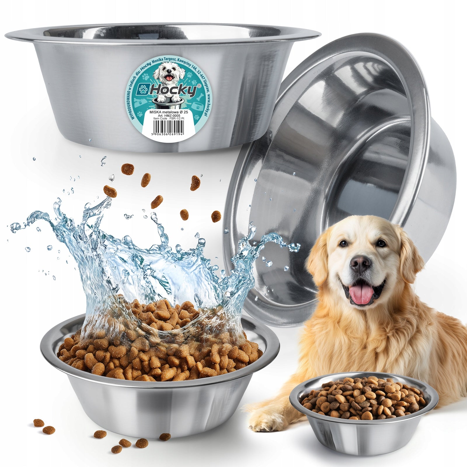 DOG BOWL 2,8l METAL BOWL SILVER STAINLESS STEEL FOR WATER FOOD