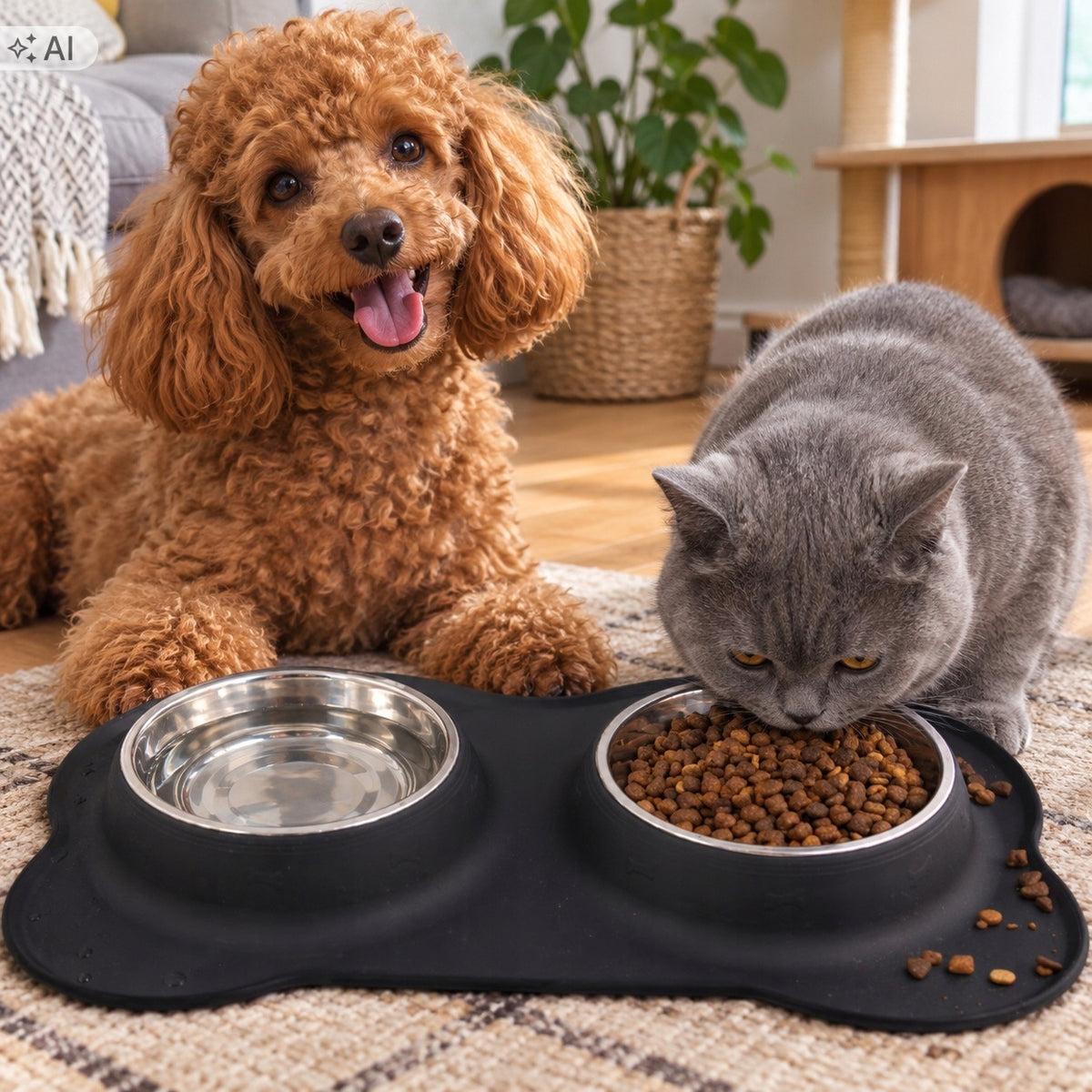 DOG BOWL DOG DOUBLE BOWL WITH SPLASH-FREE PAD 2x400ML Packaging status original