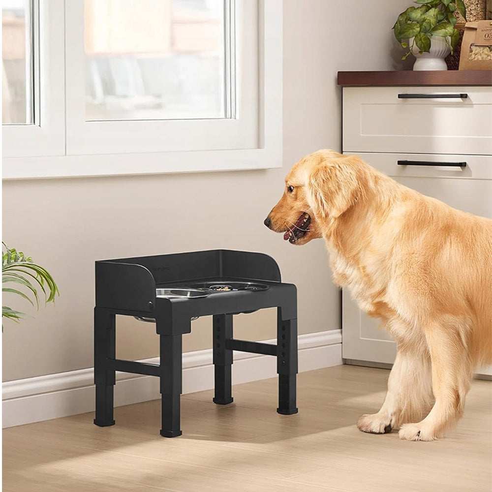 DOG BOWL DOUBLE NON-SPILL SLOWING ADJUSTABLE ON STAND 2IN1 Packaging status original