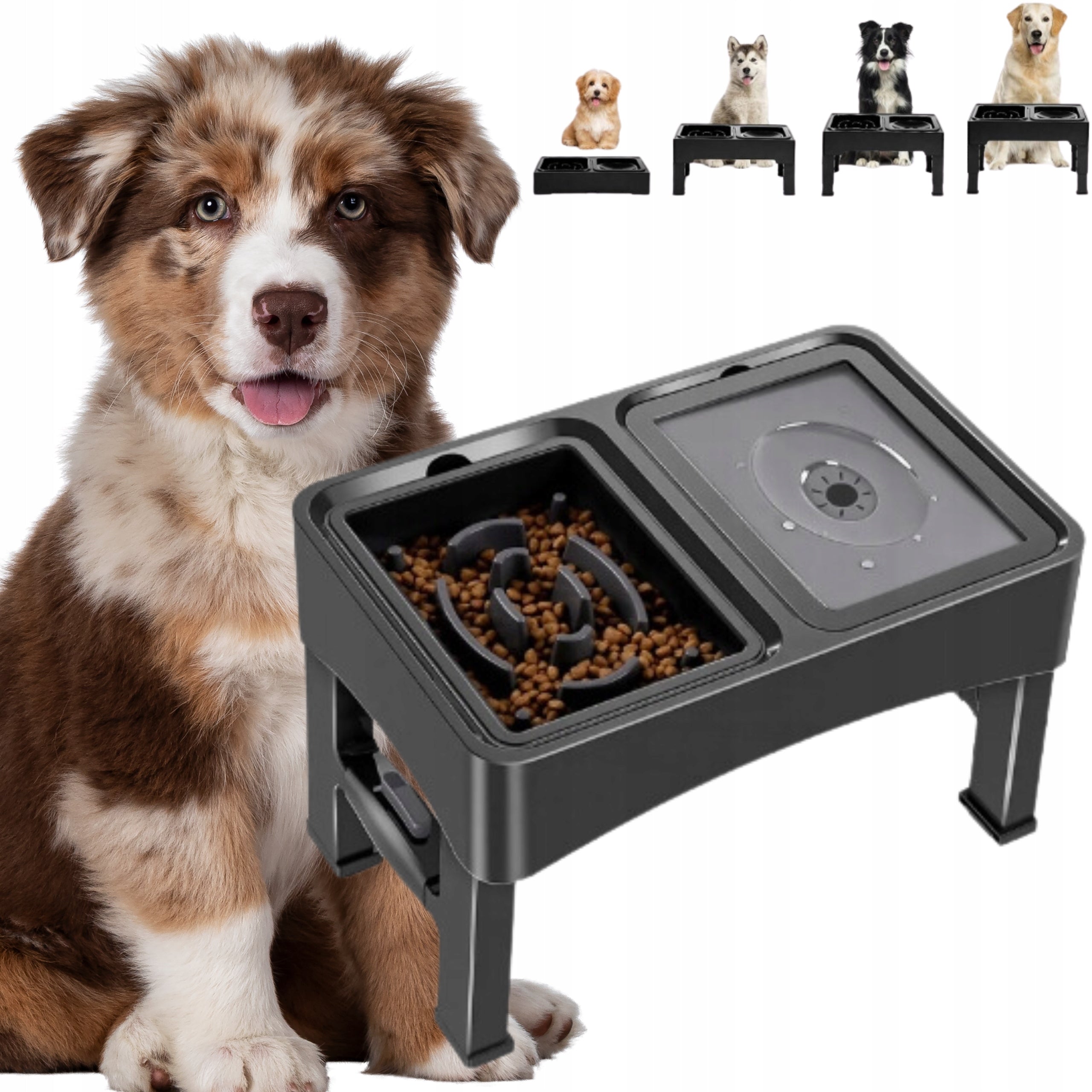 DOG BOWL DOUBLE SLOWING FOOD NON-SPILL ON STAND 2IN1