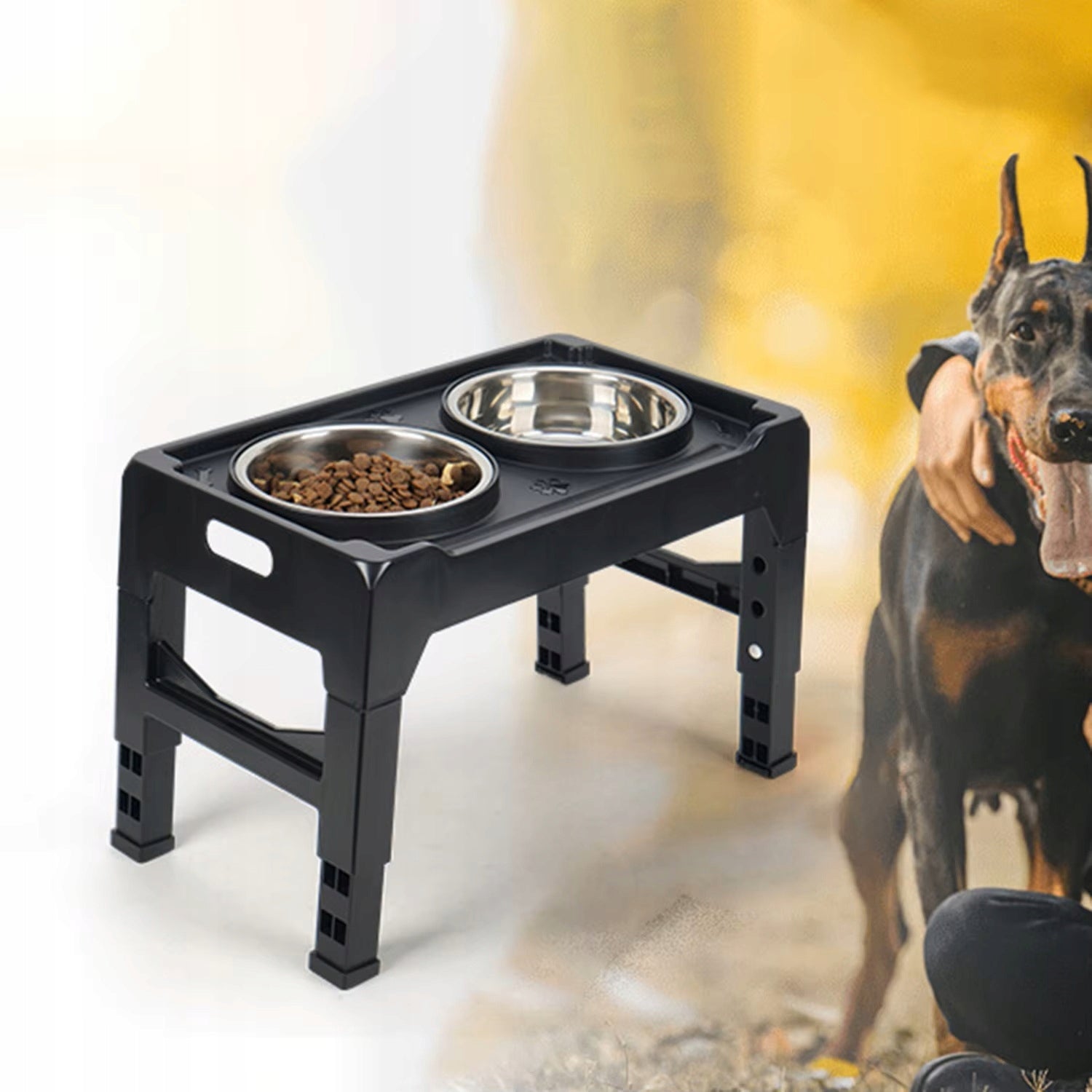 DOG BOWL Double On Stand Adjustable Slowing Metal Black Manufacturer code 5906477683195