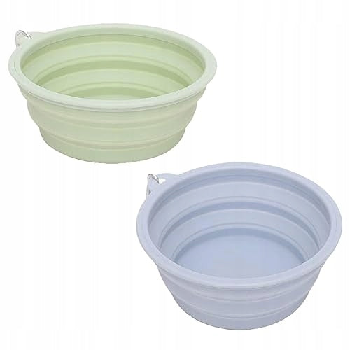 DOG BOWL FOLDABLE SILICONE PORTABLE WITH HOOK 2 PIECES silicone