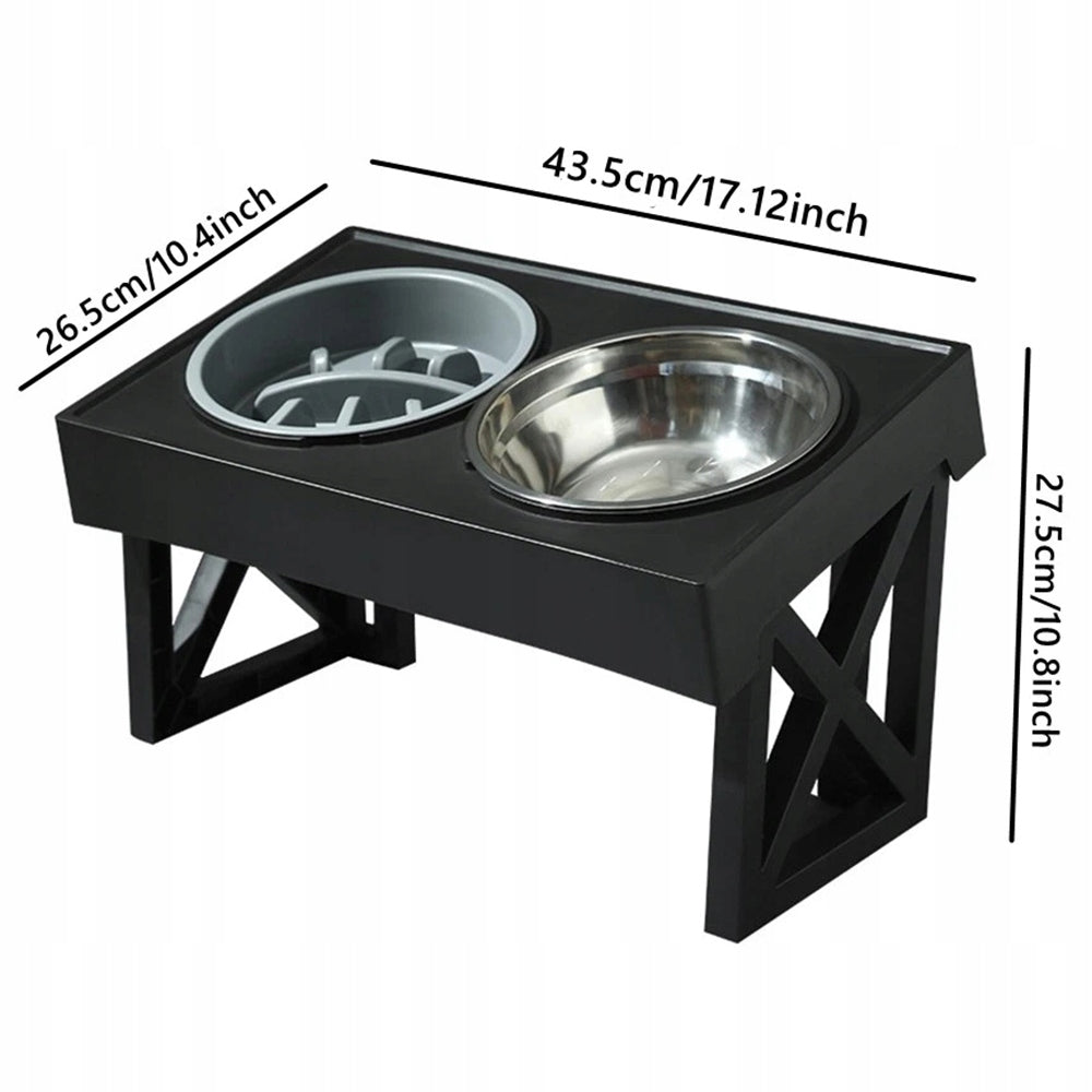 DOG BOWL LARGE DOUBLE HEIGHT ADJUSTABLE STAND 2x METAL BOWLS Brand no brand