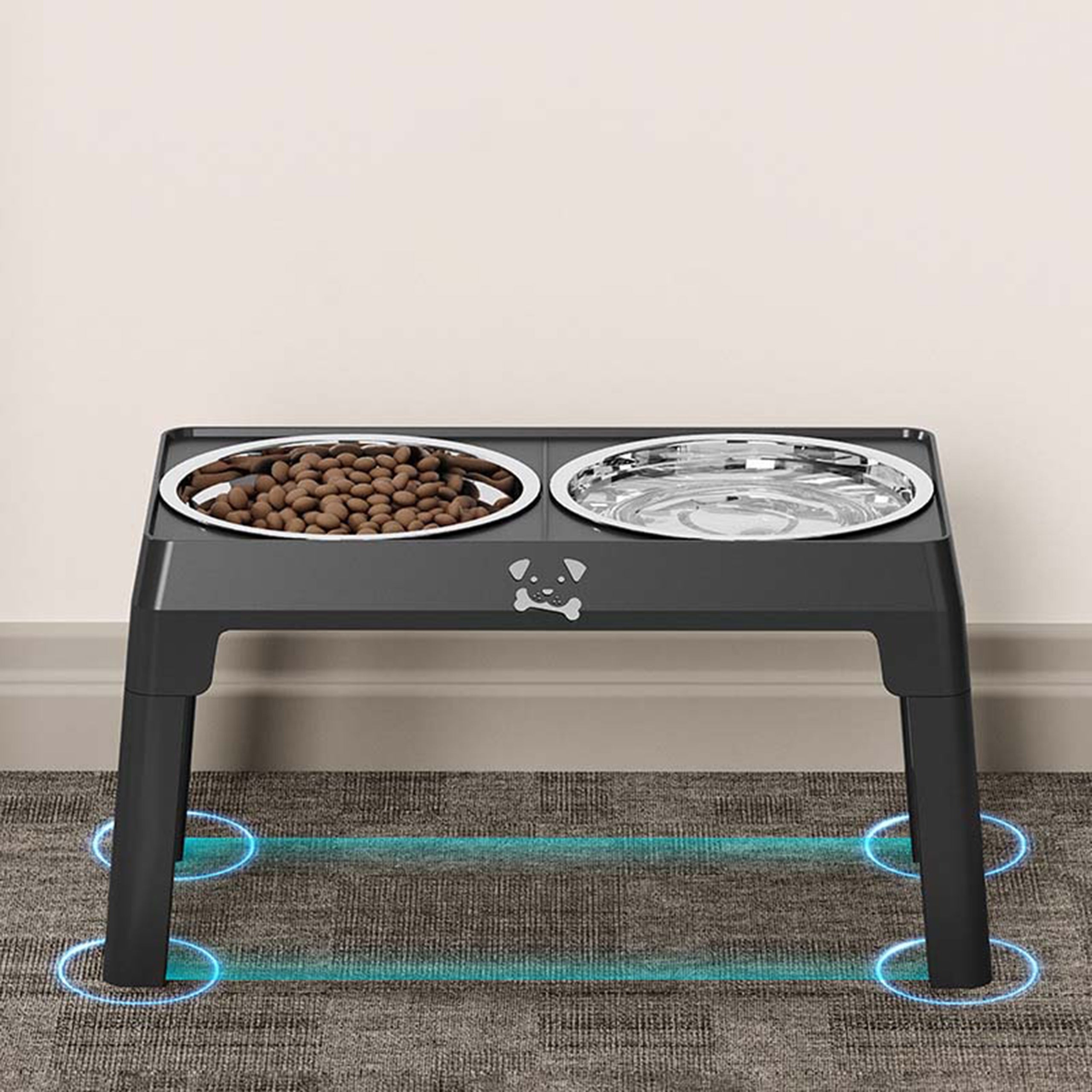 DOG BOWL ON STAND DOUBLE ADJUSTABLE FOR LARGE DOG 2X1L METAL Brand no brand