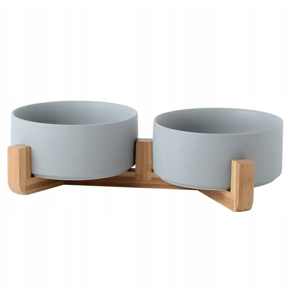 DOG BOWLS CAT BOWL DOUBLE BOWL SET 2X400ml CERAMIC GREY Packaging status original