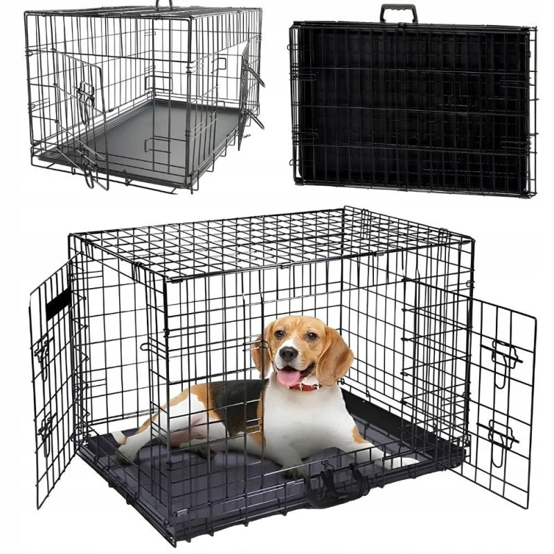 DOG CAGE KENNEL METAL PLAYPEN PET TRANSPORTER 90CM NUXIE