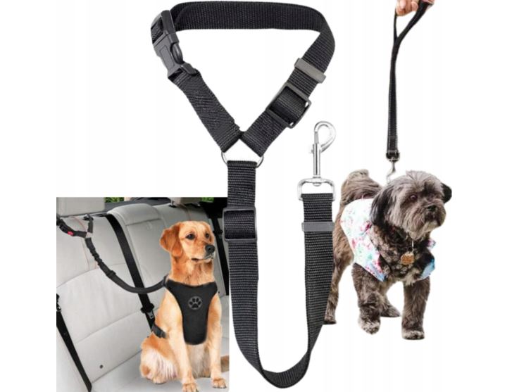 DOG CAR LEASH CAR SEAT BELT WITH ADJUSTABLE HEADREST