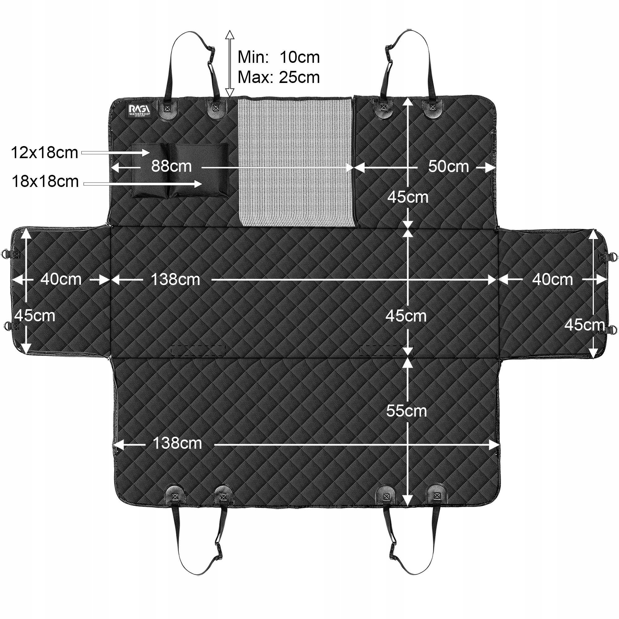 DOG CAR MAT UNIVERSAL 4IN1 SEAT TRUNK COUCH BLACK Size multipurpose