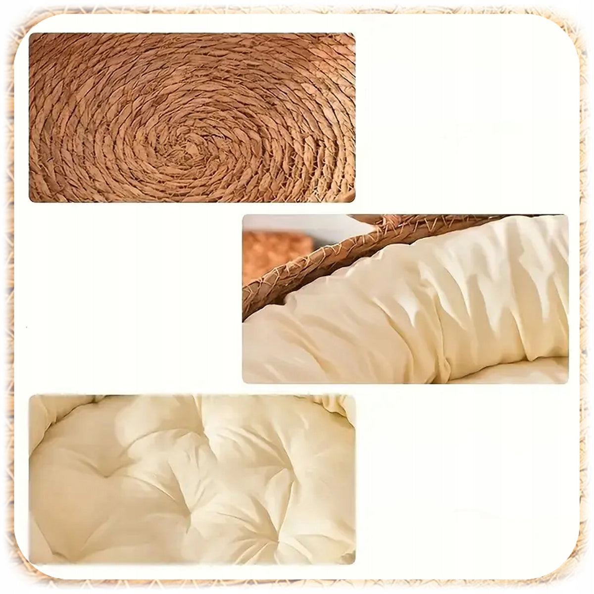 DOG CAT BED BRAIDED COUCH PLAYPEN ROUND 48 CM + PILLOW MAT Brand no brand