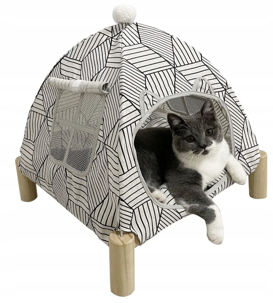 DOG CAT BED TENT COTTAGE FOLDING BOOTH 50 x 50 cm