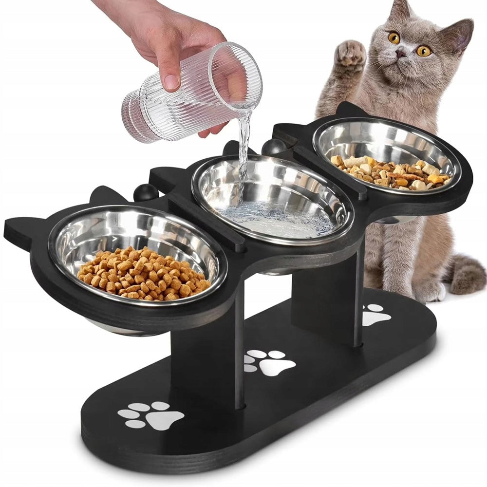 DOG CAT BOWL THREE METAL SET 3PCS ON STAND Bowls 3x300ml