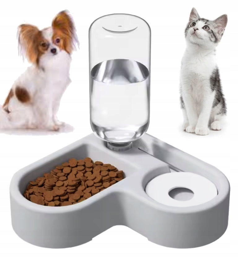 DOG CAT BOWL WITH CORNER WATER FOOD DISPENSER