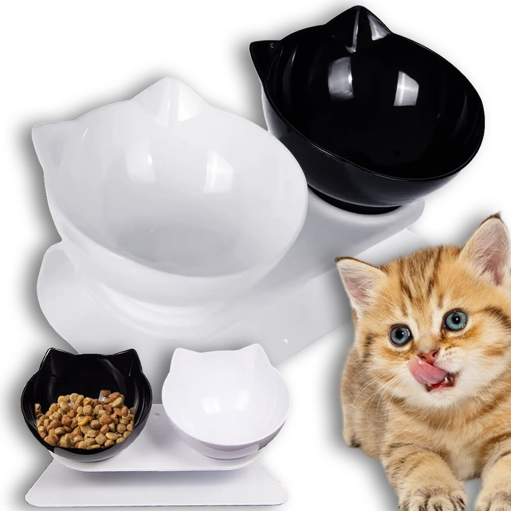 DOG CAT BOWL WITH EARS DOUBLE STAND BOWL SET WITH STAND