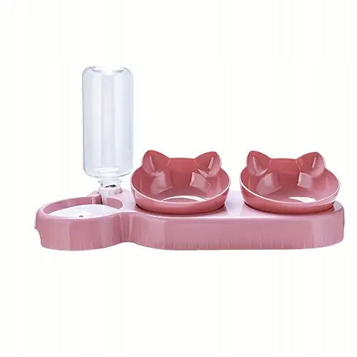 DOG CAT BOWLS DOUBLE SET + AUTOMATIC PINK DRINKER FOR PET Manufacturer code MISKIDLAKOTÓWZESTAW