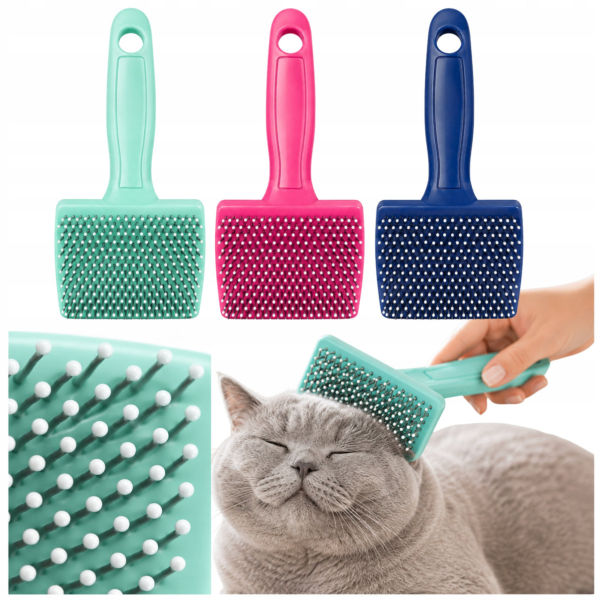 DOG CAT BRUSH For Hair Soft With Protective Balls Small