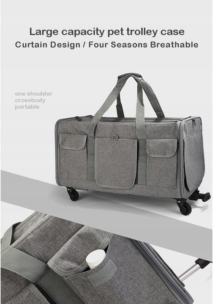 DOG CAT CARRIER CARRY BAG WITH XL WHEELS Product depth 60 cm