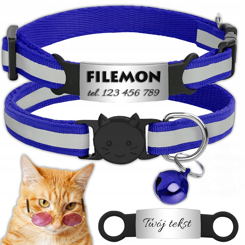 DOG CAT COLLAR ADDRESS CARD REFLECTIVE INDETIFIER CAT DOG + ENGRAVING Brand no brand
