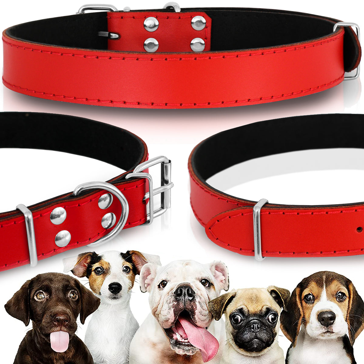 DOG CAT COLLAR LEATHER STRONG 18-25 XS