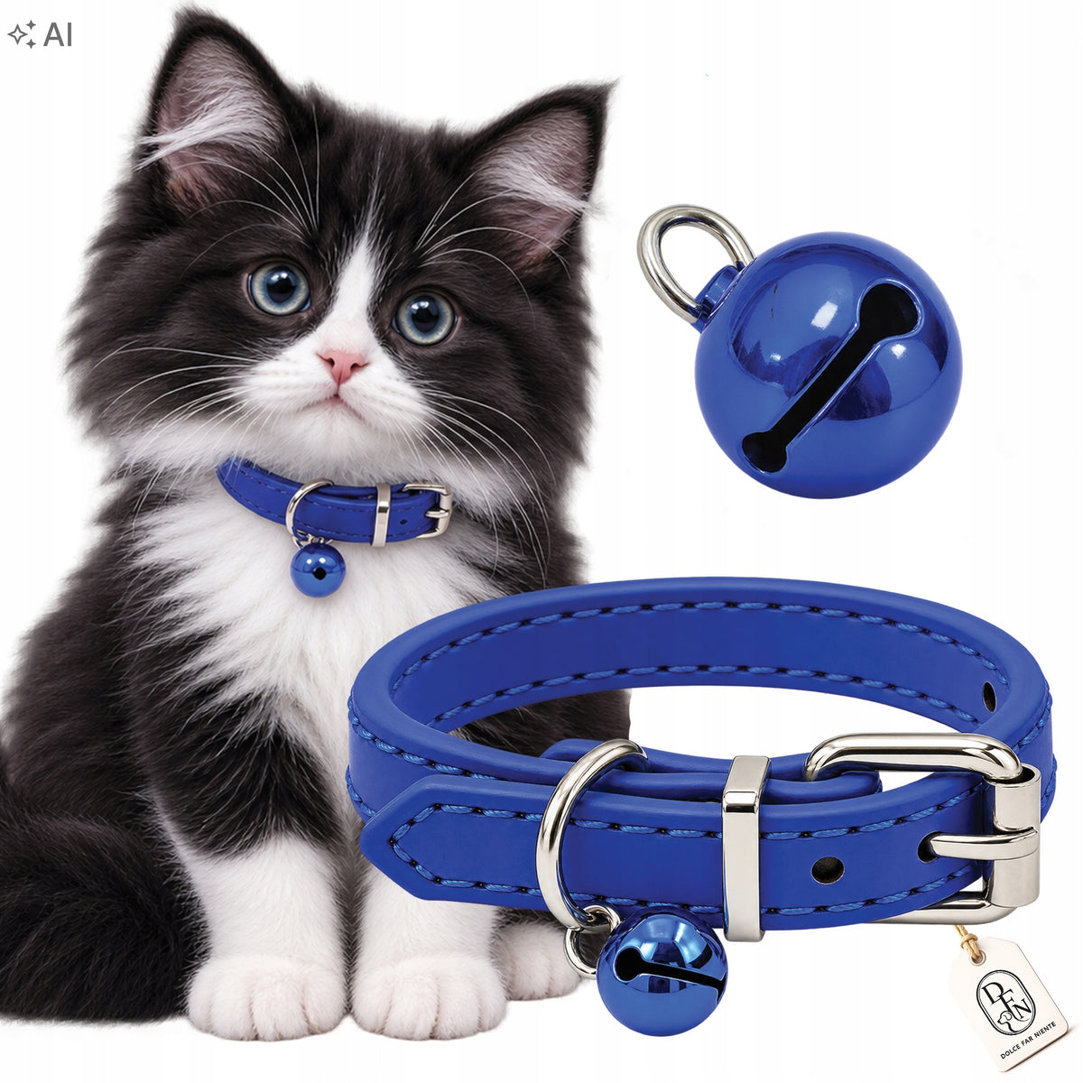 DOG CAT COLLAR PUPPY BLUE ADJUSTABLE BELL