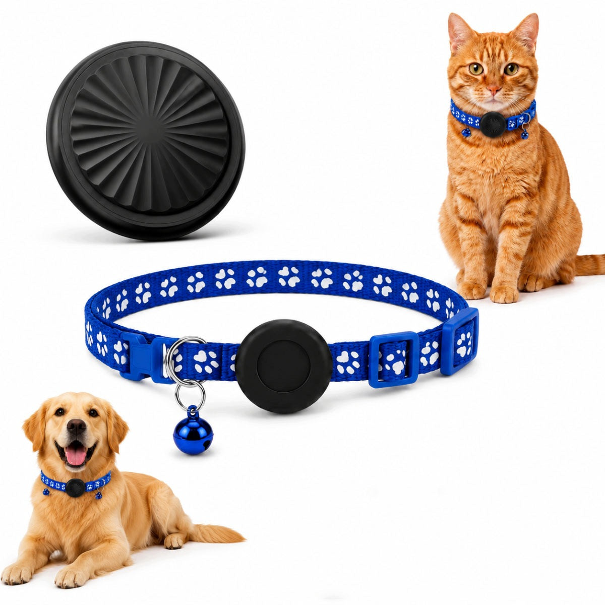 DOG CAT COLLAR REFLECTIVE WATERPROOF ADJUSTABLE AIRTAG CASE