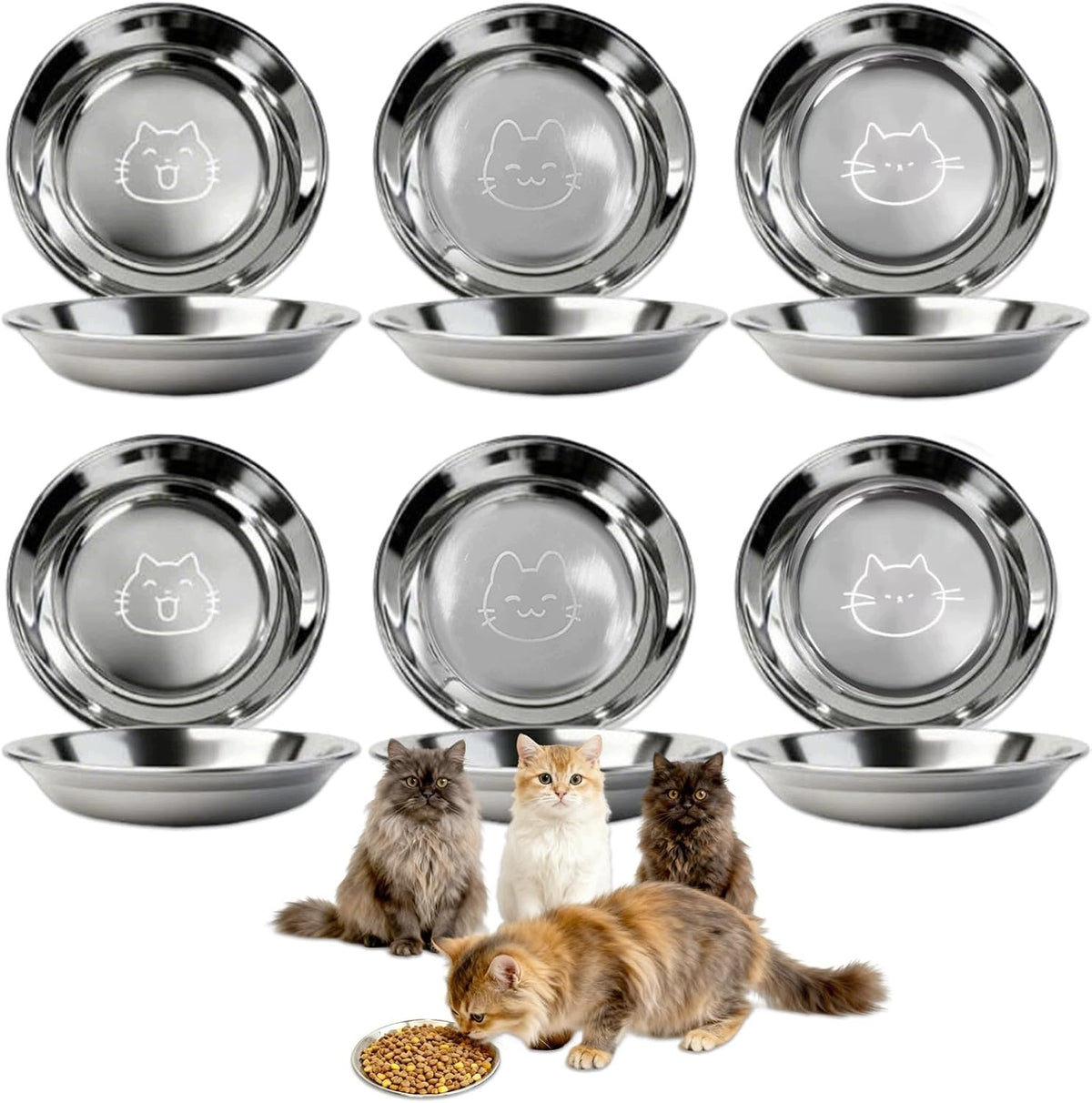 DOG CAT FOOD BOWL STAINLESS STEEL 14CM SET OF 6PCS