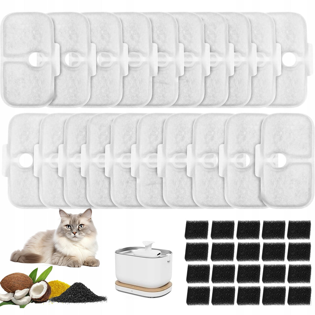 DOG CAT FOUNTAIN DRINKER FILTER SET 20PCS REPLACEMENT CARBON FILTER
