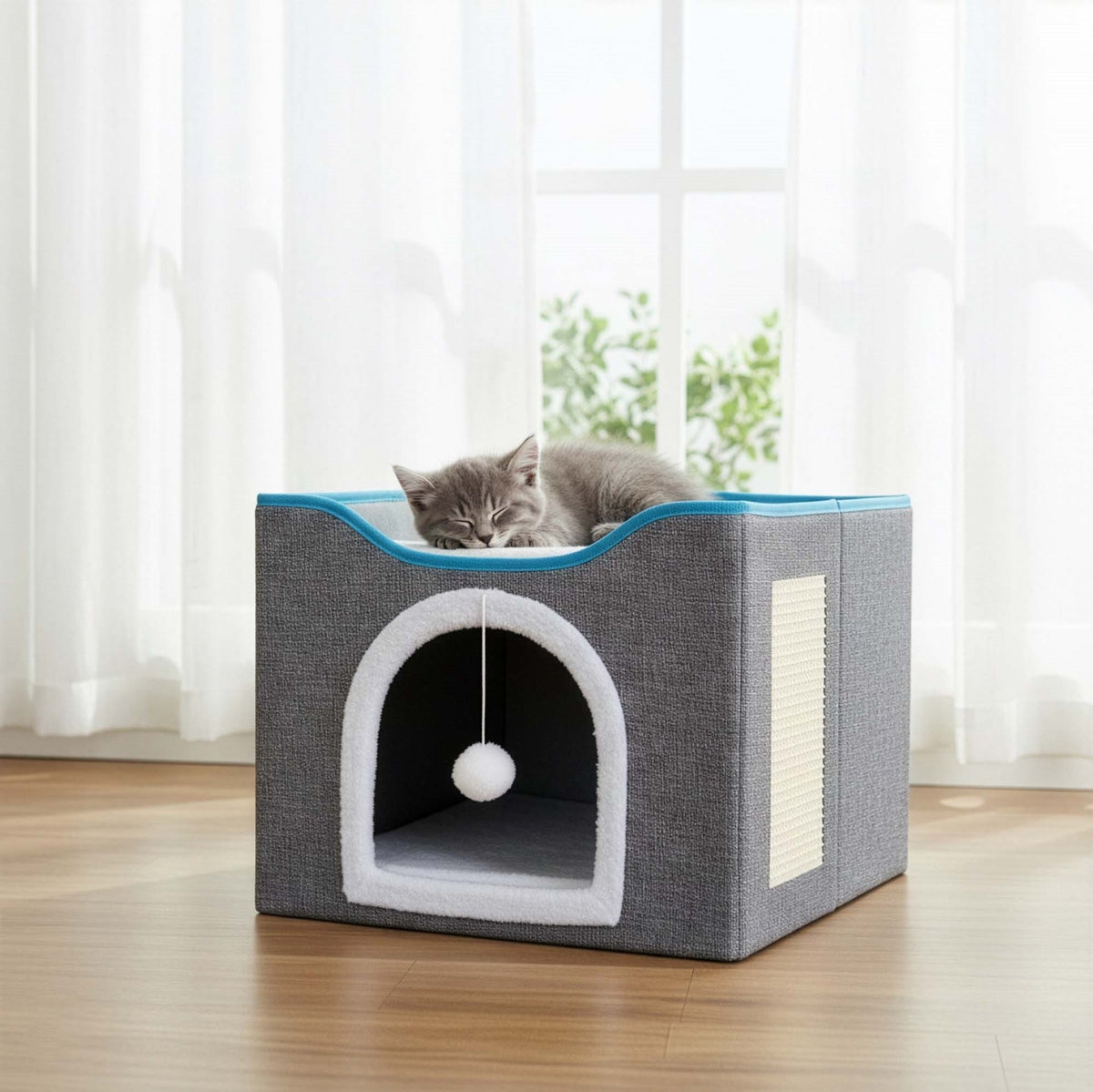 DOG CAT HOUSE 41x42x36cm SOFT BED WARM KENNEL BOOTH SCRATCHING POST Manufacturer code PA1085