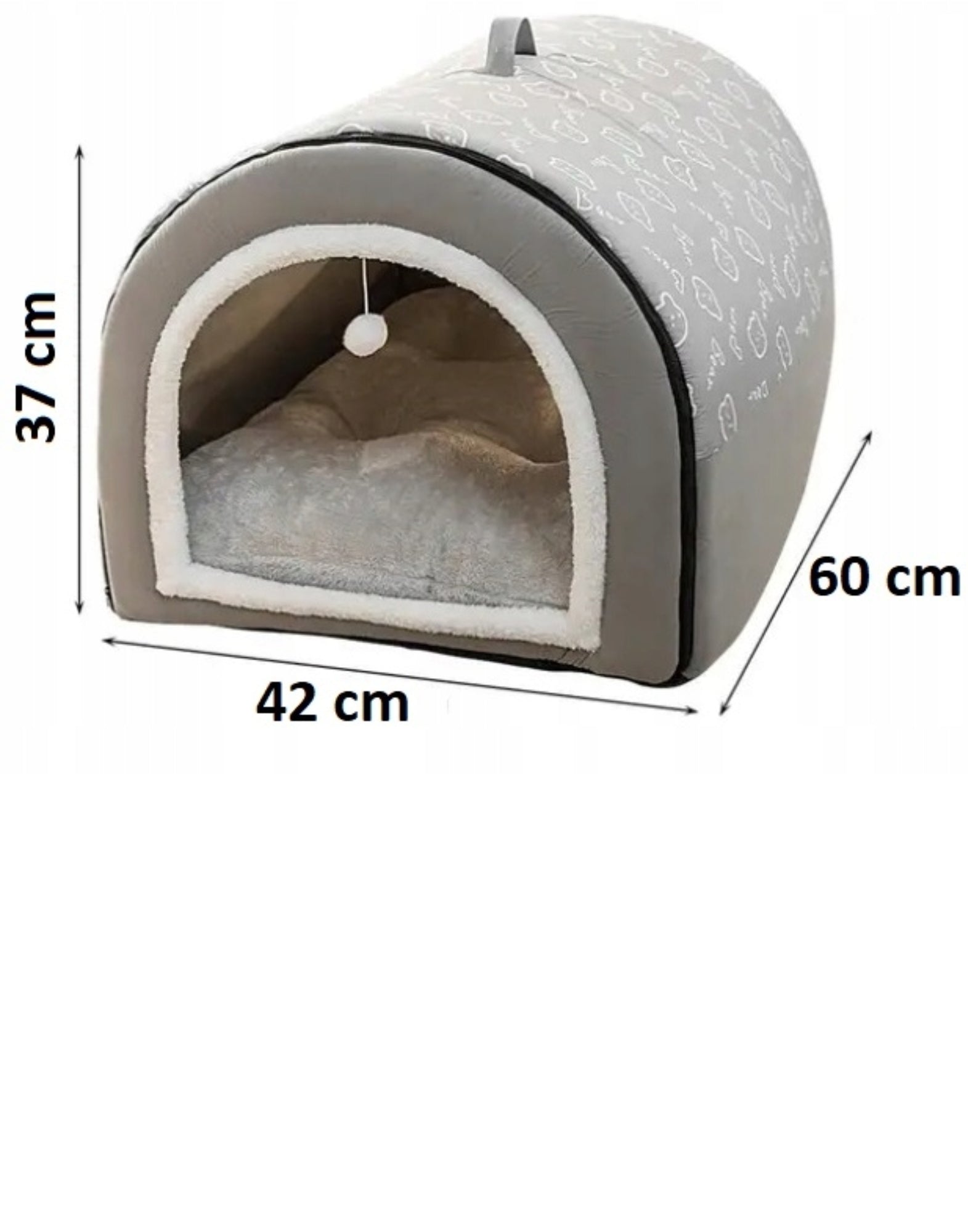 DOG CAT HOUSE BED BOOTH BED XL 60x42x37cm GREY FOLDING Product width 40 cm