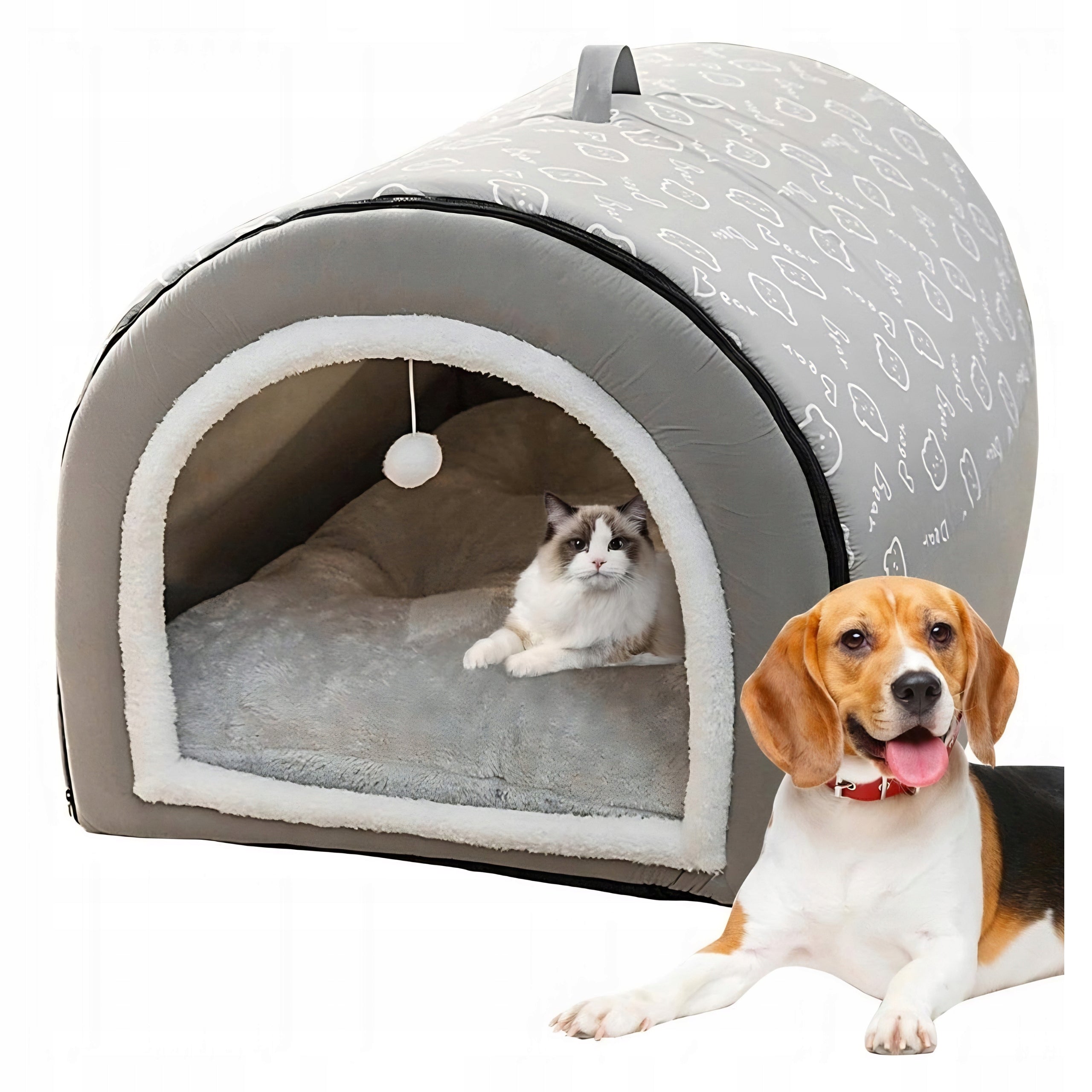 DOG CAT HOUSE BED BOOTH BED XL 60x42x37cm GREY FOLDING