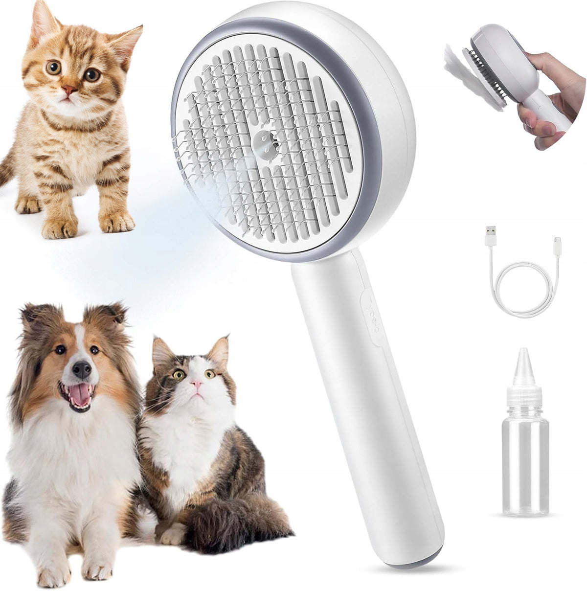 DOG CAT STEAM BRUSH ERGONOMIC HANDLE 198*84*52MM 500MAH