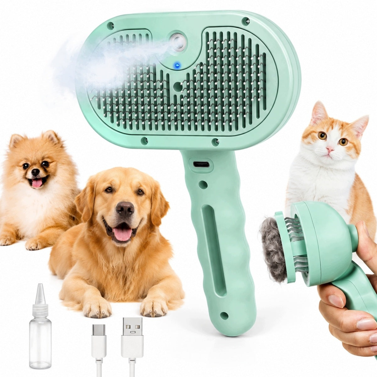 DOG CAT STEAM BRUSH FOR HAIR COMBING CARE USB-C
