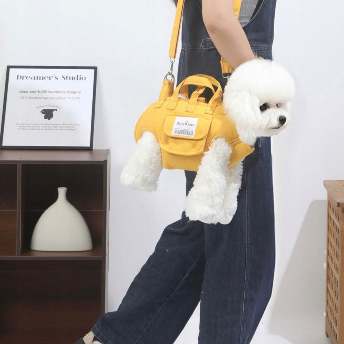 DOG CAT TRANSPORTER PRESSURE-FREE HARNESS FOR TRAVEL COMFORTABLE YELLOW L Manufacturer code SZELKI DLA KOTA