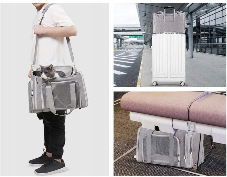 DOG CAT TRANSPORTER SHOULDER TRAVEL BAG WITH PLUSH MAT 50x34x34CM Kind bag