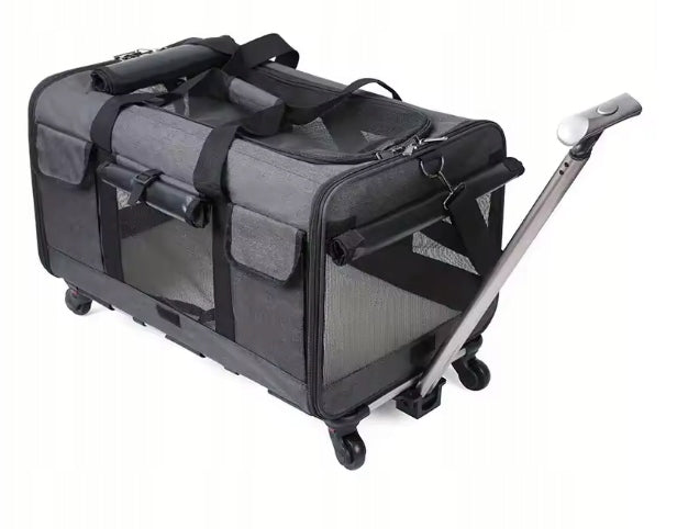 DOG CAT TRANSPORTER STROLLER WITH WHEELS BLACK