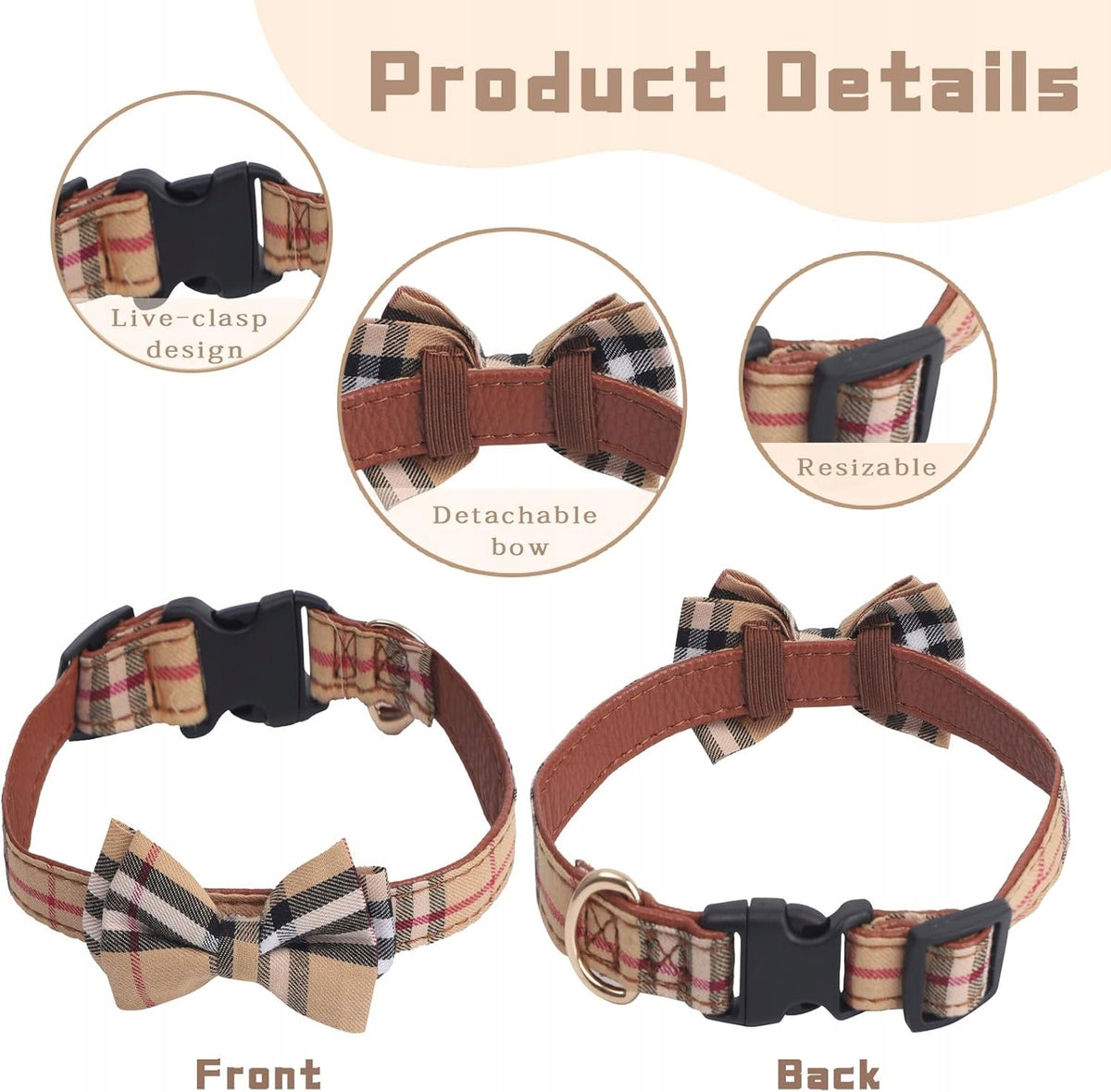 DOG COLLAR ADJUSTABLE WITH BOW TIE GRILLE STYLISH SAFE S Manufacturer code 5905995899378