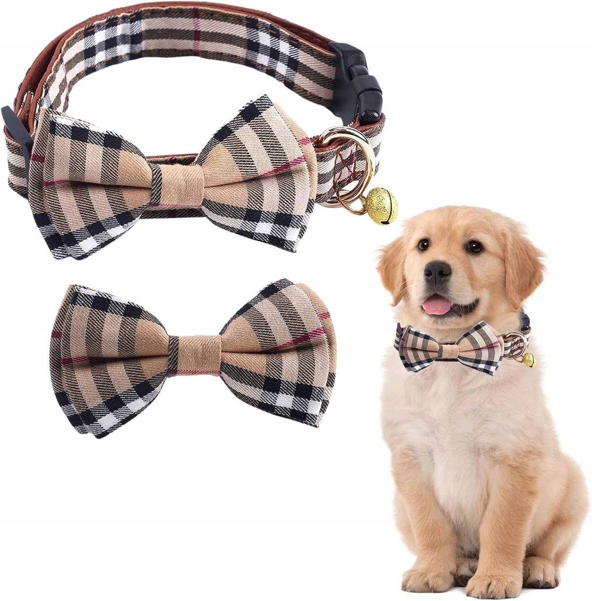 DOG COLLAR ADJUSTABLE WITH BOW TIE GRILLE STYLISH SAFE S
