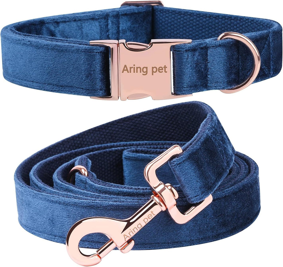 DOG COLLAR AND LEASH VELVET ADJUSTABLE M