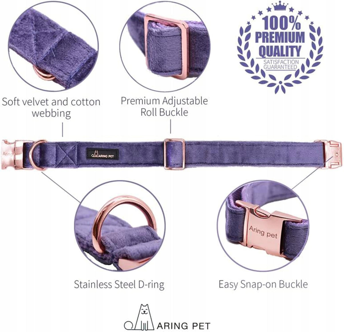 DOG COLLAR AND LEASH VELVET XL 605W PURPLE Manufacturer code 5051222567821