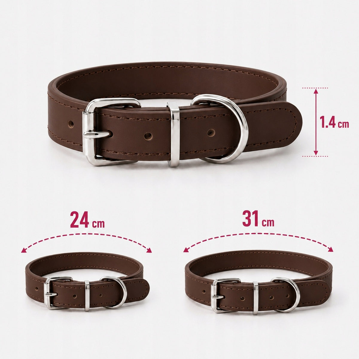 DOG COLLAR BROWN ADJUSTABLE ADDRESS CARD PERSONALIZATION ENGRAVING PUPPY Packaging status original