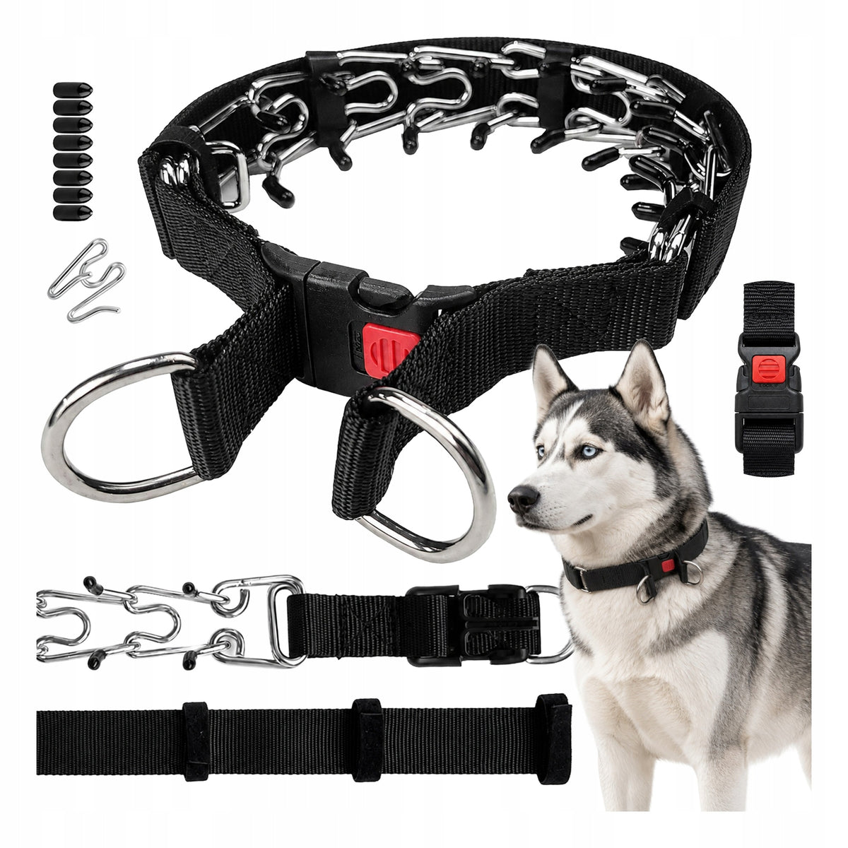 DOG COLLAR EARRING FOR TRAINING STEEL METAL LARGE XLL BLACK Packaging status original
