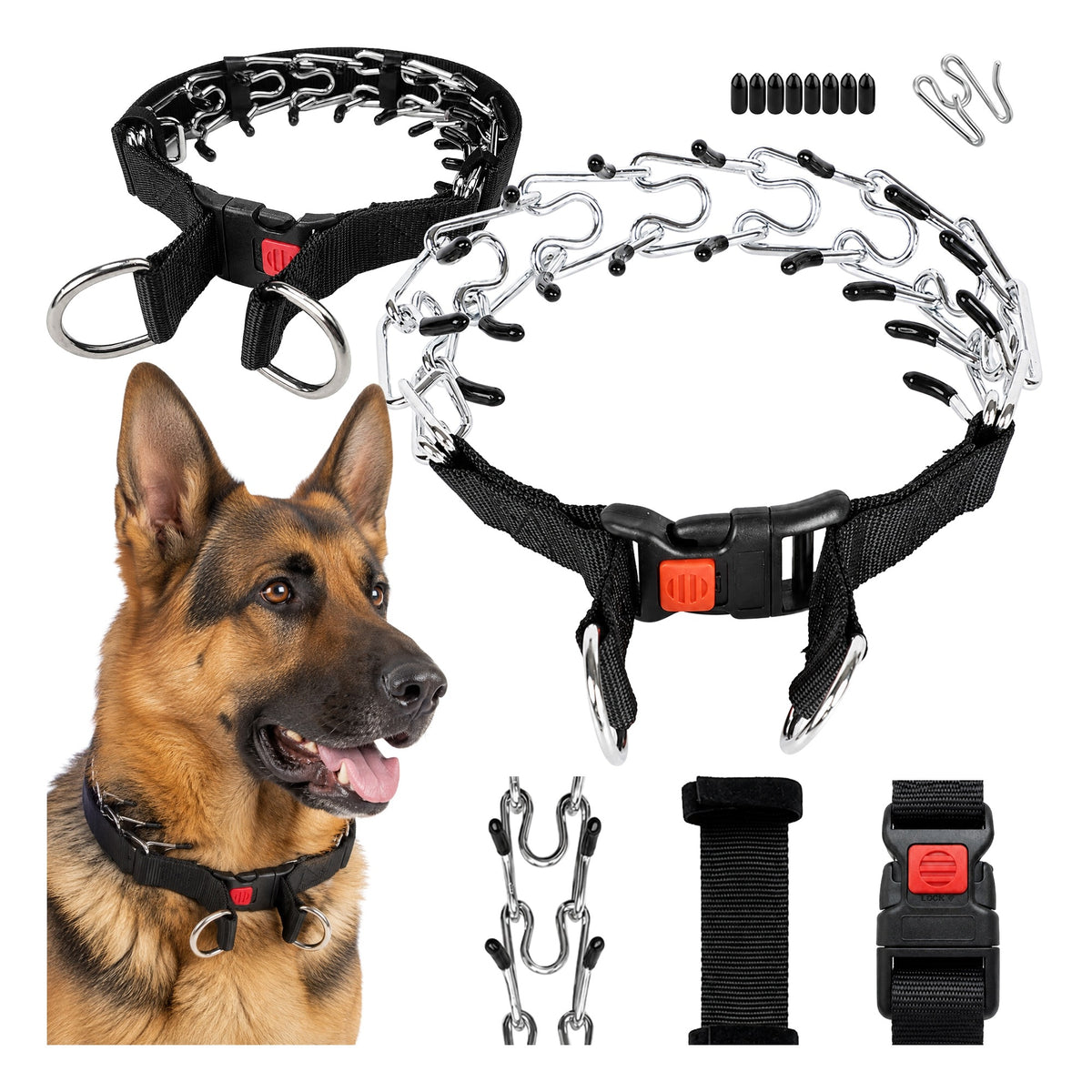DOG COLLAR EARRING FOR TRAINING STEEL METAL LARGE XLL BLACK